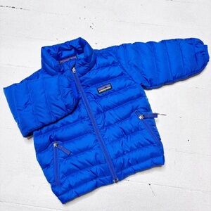 Patagonia Bright Blue Down Sweater Baby Jacket Size 6M EUC